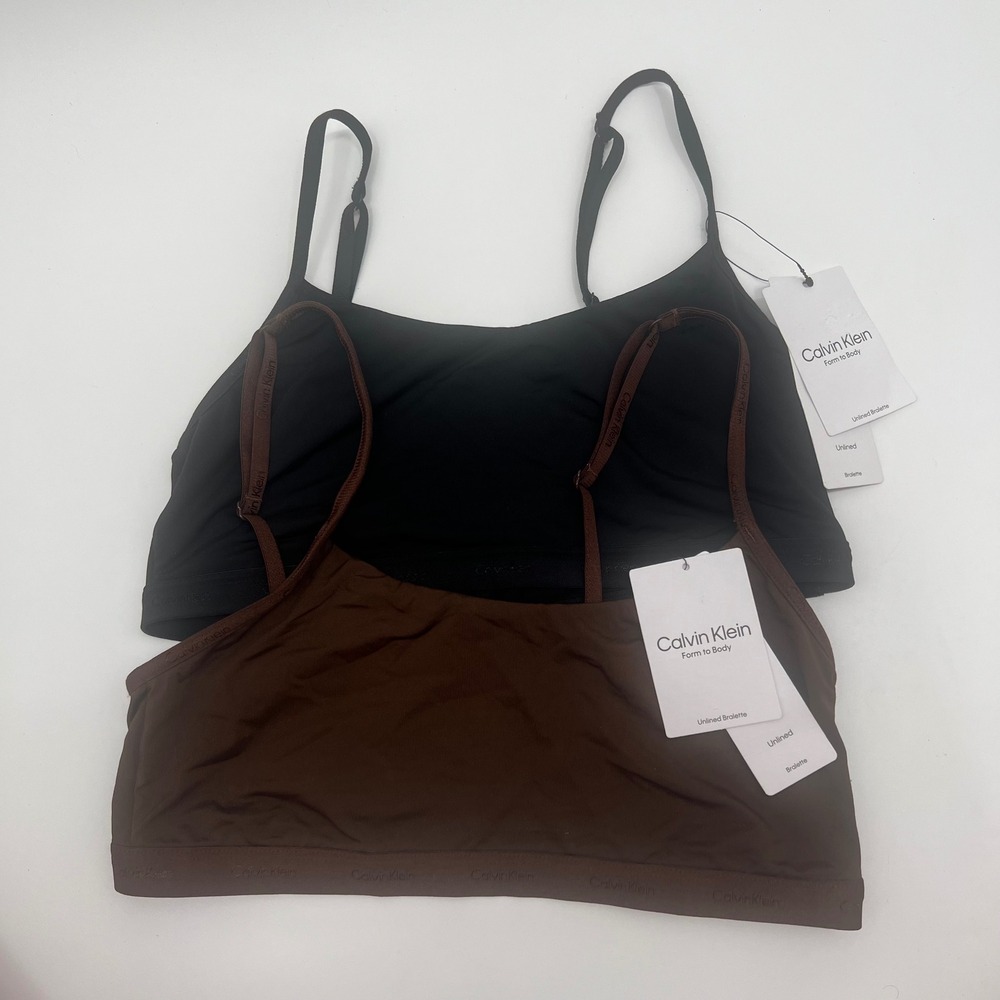 Calvin Klein Form to Body Unlined Bralette Bundle Black Brown QF6757 NWT